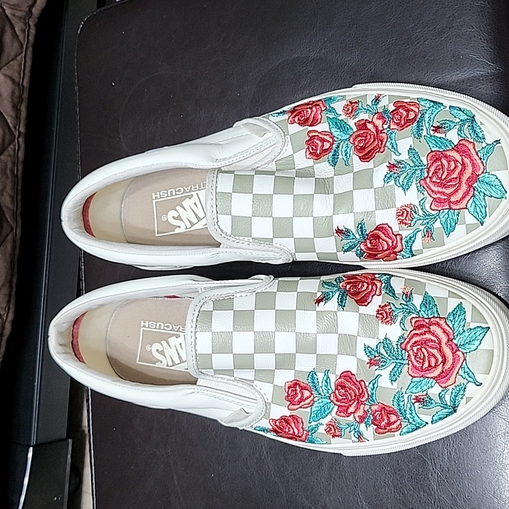Leather Van Slip ons Checkered